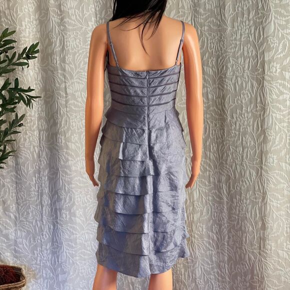 Vintage Y2K Adrianna Papell Metallic Purple/Gray Layered Formal Dress Fairy Sz 4 - Picture 6 of 8